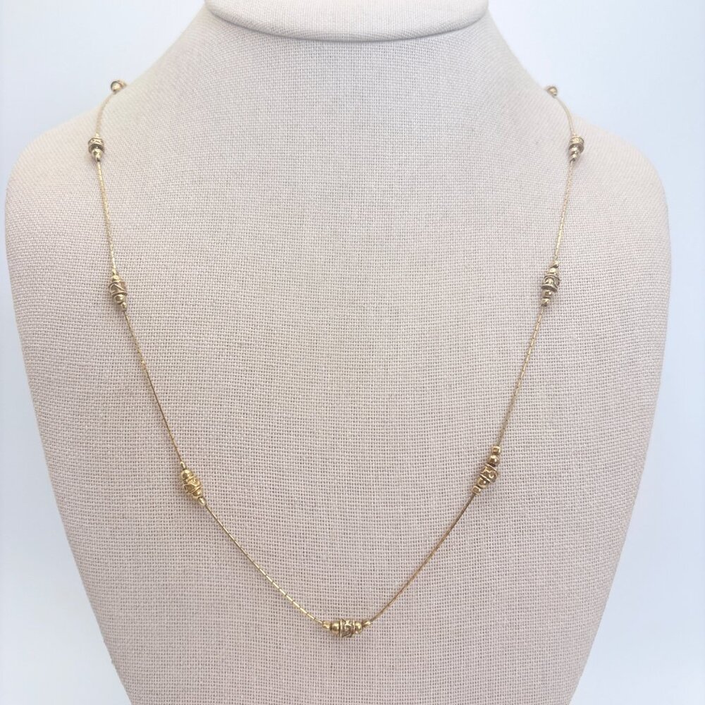 Scroll Design Station Necklace VTG Gold Over Sterling Silver 925 Size 29" Length